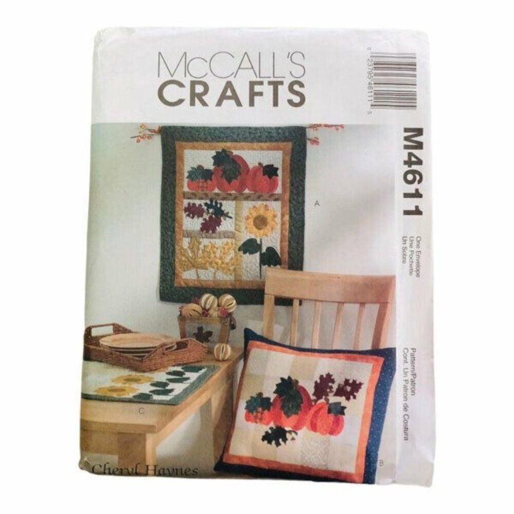 McCall's Sewing Pattern 4611 Harvest Sampler Pillow Wall Hanging Table Runner Un